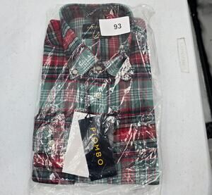 PIOMBO Mens Medium Green Red Plaid Cotton Button Down Shirt